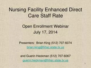 Nursing Facility Enhanced Direct Care Staff Rate