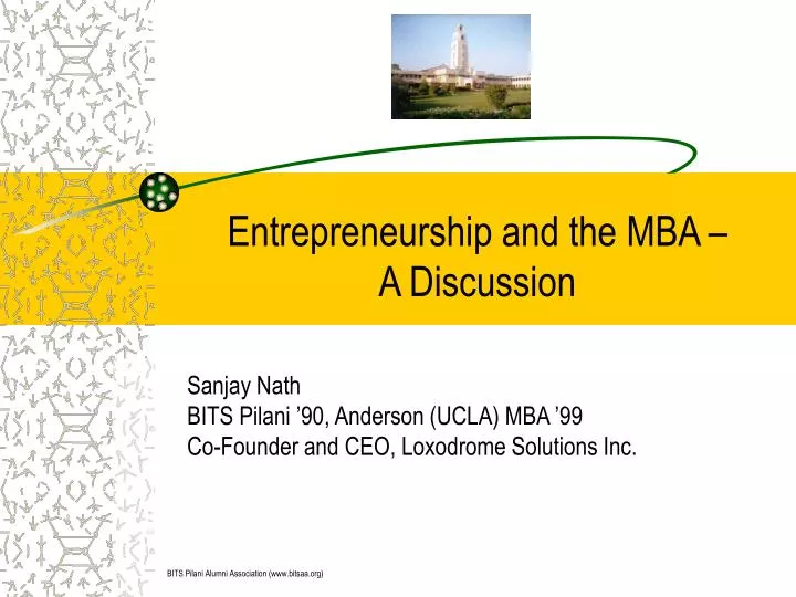 entrepreneurship and the mba a discussion