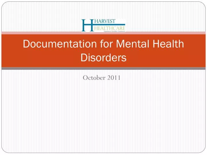 documentation for mental health disorders