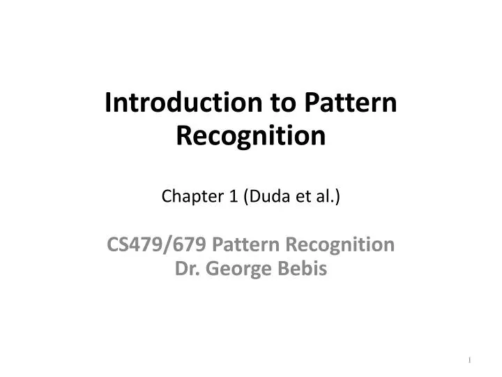 introduction to pattern recognition chapter 1 duda et al