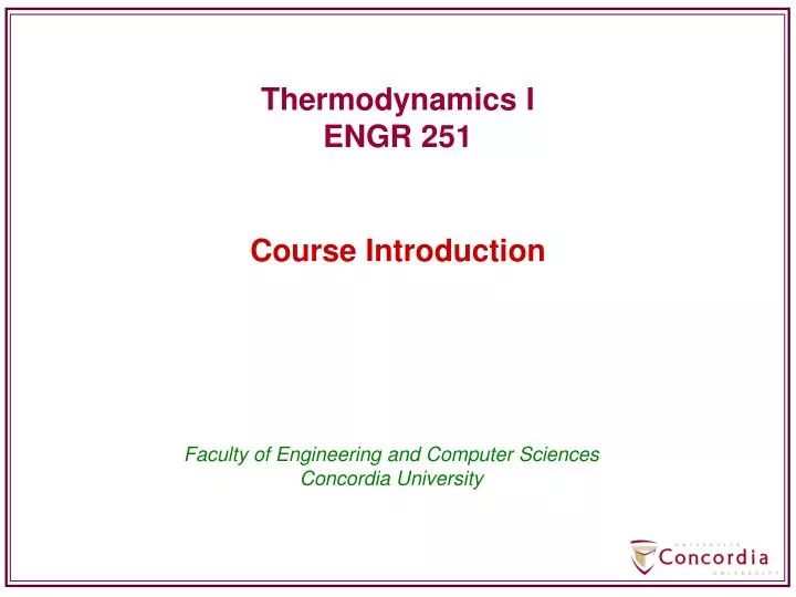 thermodynamics i engr 251