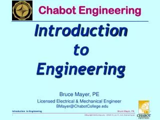 Bruce Mayer, PE Licensed Electrical &amp; Mechanical Engineer BMayer@ChabotCollege