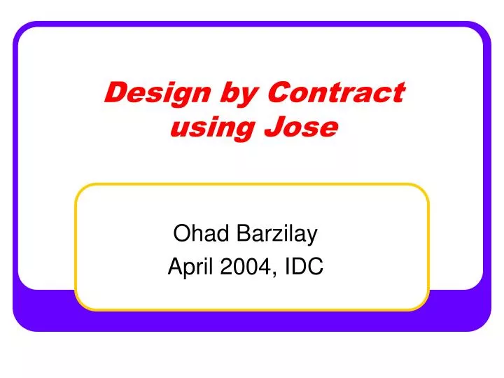 design by contract using jose