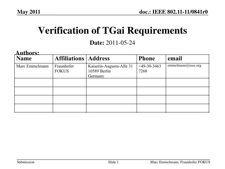 verification of tgai requirements