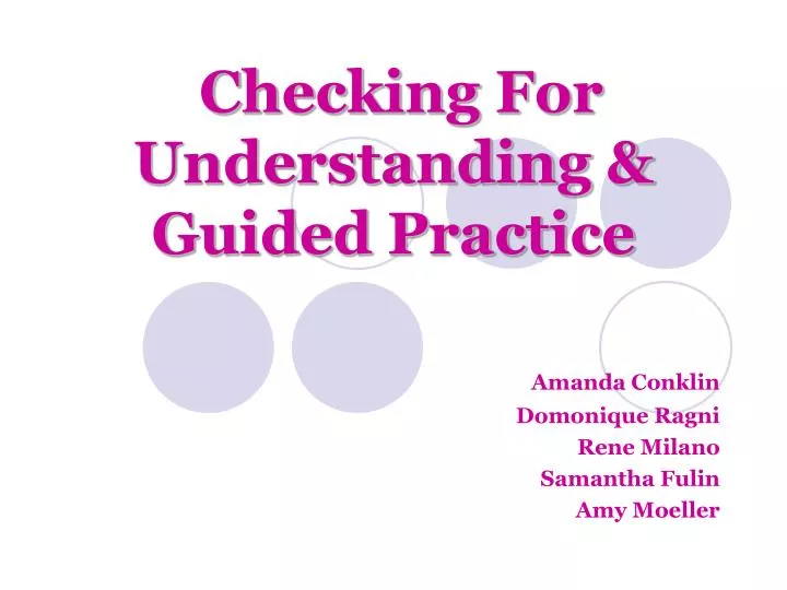 checking for understanding guided practice
