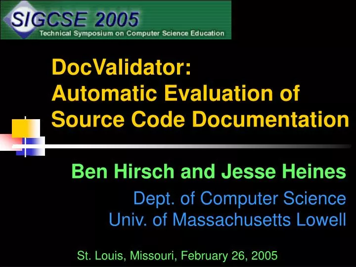 docvalidator automatic evaluation of source code documentation