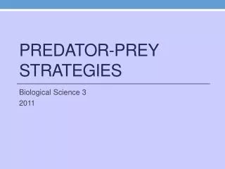 Predator-Prey Strategies