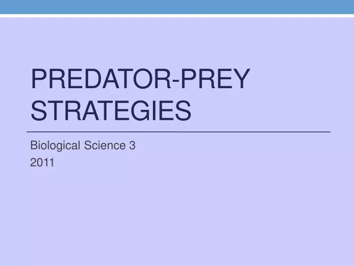 predator prey strategies