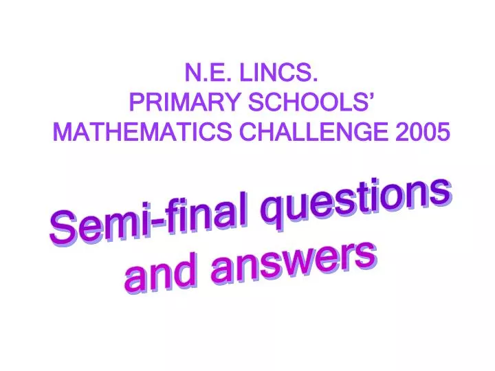 n e lincs primary schools mathematics challenge 2005