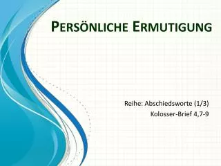 pers nliche ermutigung