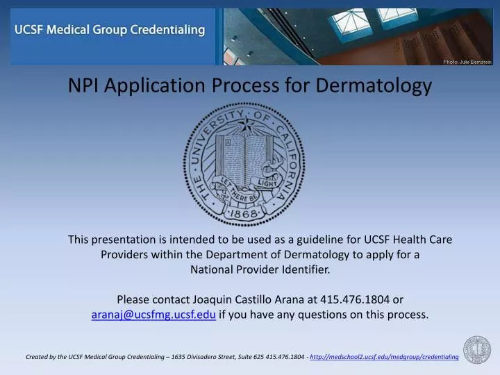 npi application process for dermatology