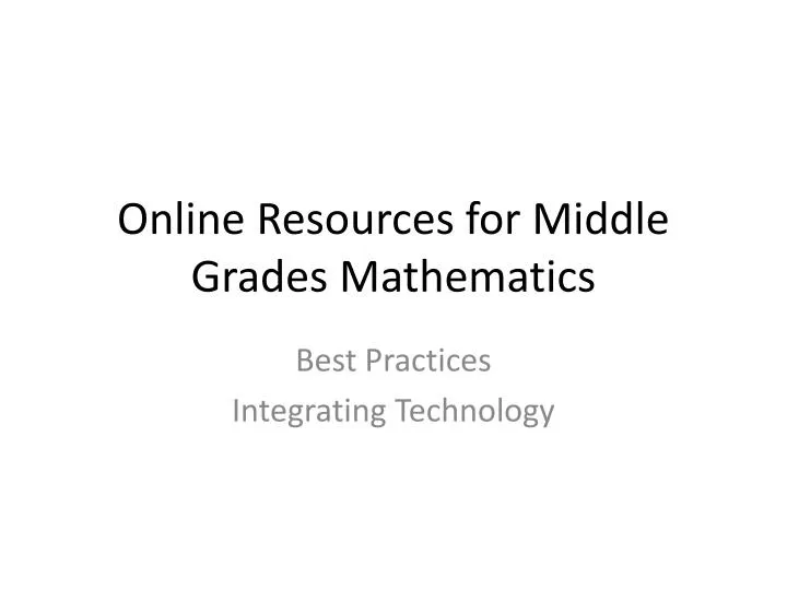 online resources for middle grades mathematics