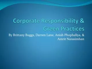 Corporate Responsibility &amp; Green Practices