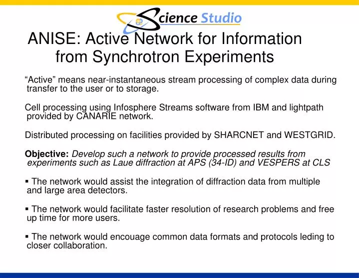 anise active network for information from synchrotron experiments