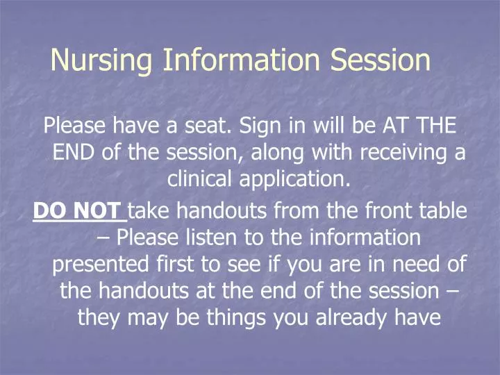 nursing information session