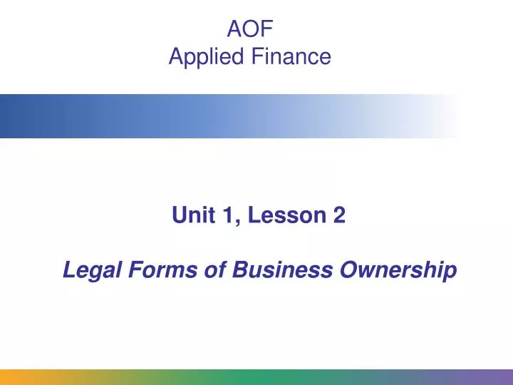unit 1 lesson 2 legal forms of business ownership
