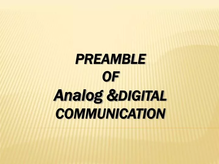 preamble of analog digital communication