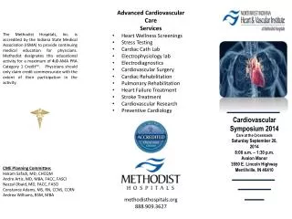 Cardiovascular Symposium 2014 Care at the Crossroads Saturday September 20, 2014