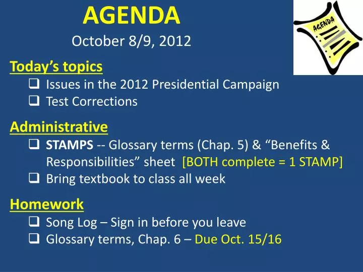 agenda october 8 9 2012