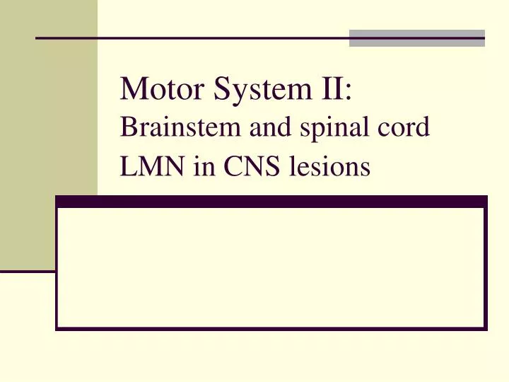 motor system ii brainstem and spinal cord lmn in cns lesions