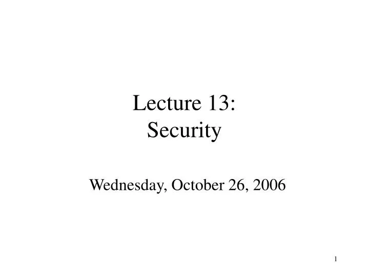 lecture 13 security