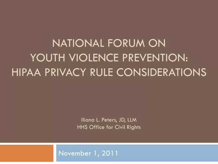 national forum on youth violence prevention hipaa privacy rule considerations