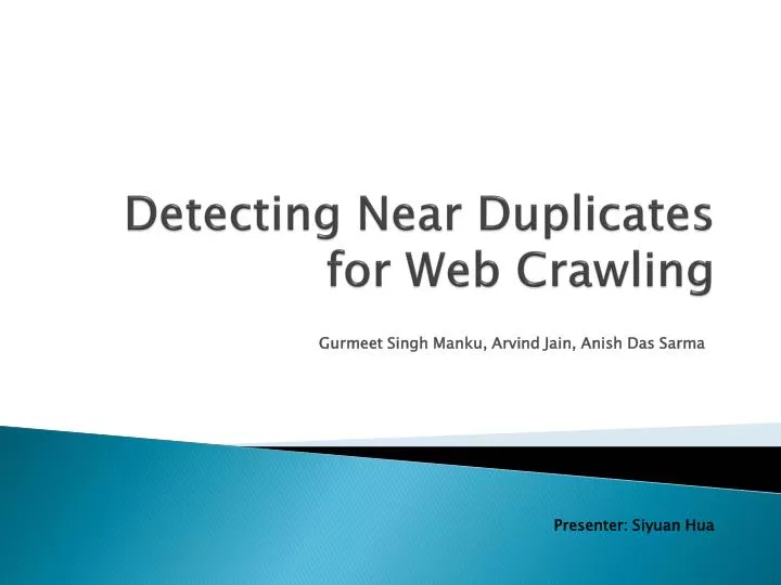 detecting near duplicates for web crawling
