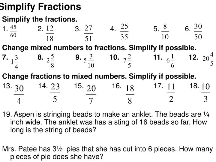 simplify fractions