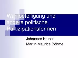 wahlbeteiligung und andere politische partizipationsformen