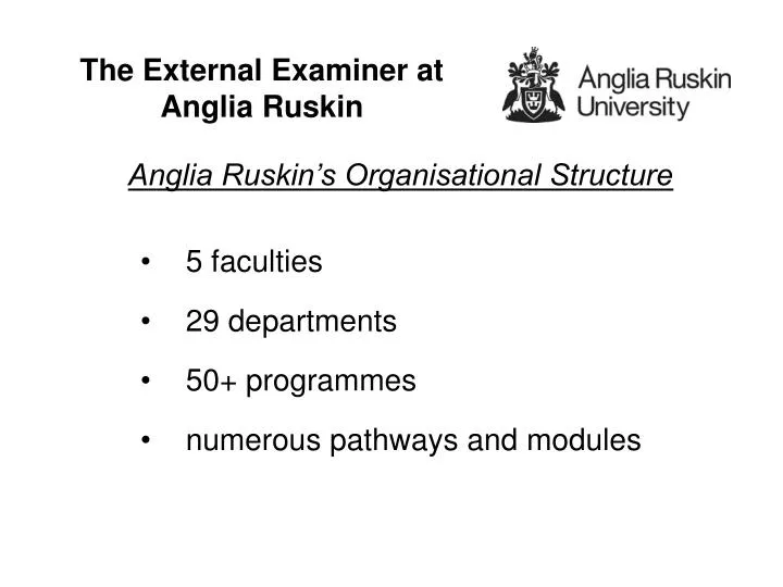the external examiner at anglia ruskin