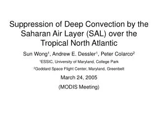 Suppression of Deep Convection by the Saharan Air Layer (SAL) over the Tropical North Atlantic