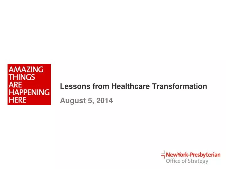 lessons from healthcare transformation