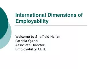 International Dimensions of Employability