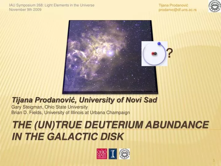 the un true deuterium abundance in the galactic disk