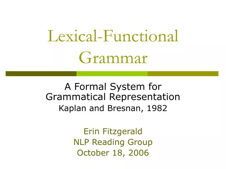 lexical functional grammar