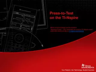 Press-to-Test on the TI-Nspire