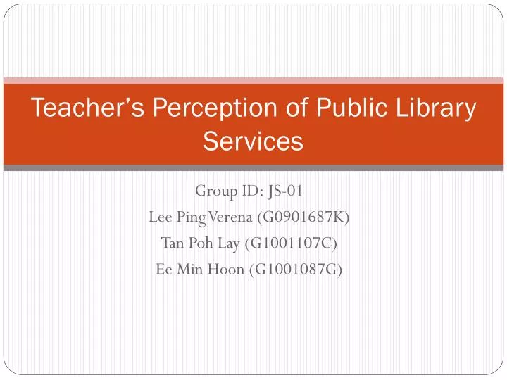 teacher s perception of public library services