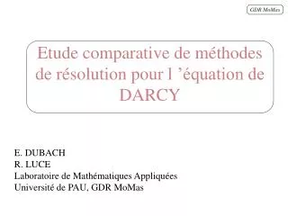 etude comparative de m thodes de r solution pour l quation de darcy