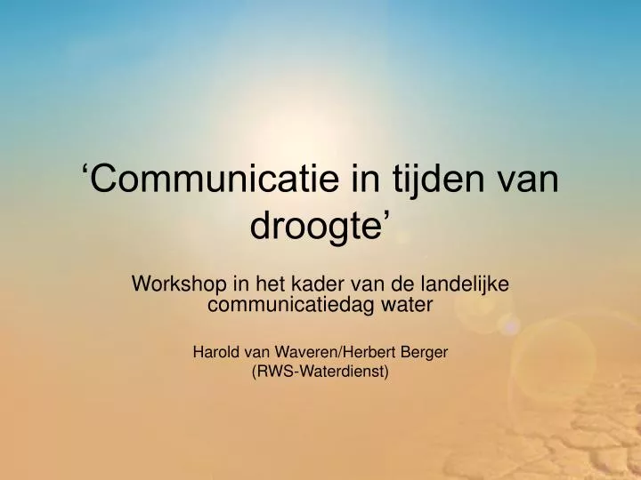 communicatie in tijden van droogte