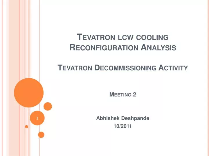 tevatron lcw cooling reconfiguration analysis tevatron decommissioning activity meeting 2