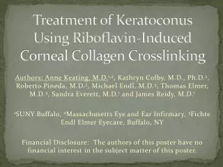 Treatment of Keratoconus Using Riboflavin-Induced Corneal Collagen Crosslinking
