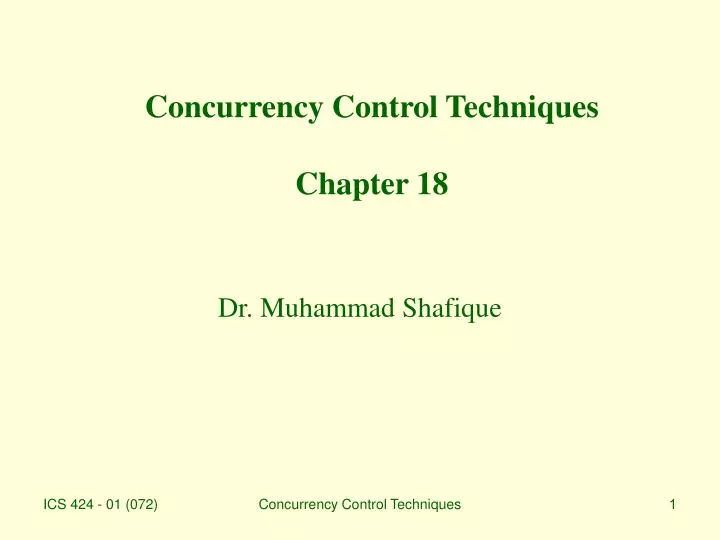 concurrency control techniques chapter 18