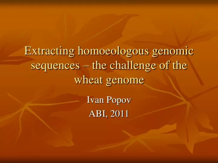 extracting homoeologous genomic sequences the challenge of the wheat genome