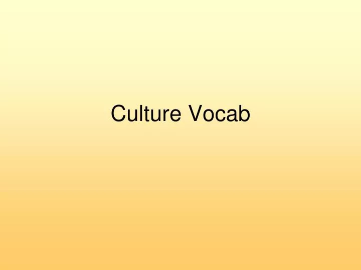 culture vocab