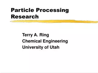 Particle Processing Research