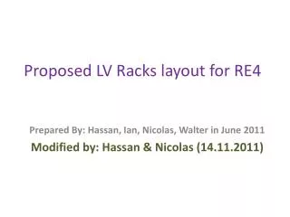 proposed lv racks layout for re4