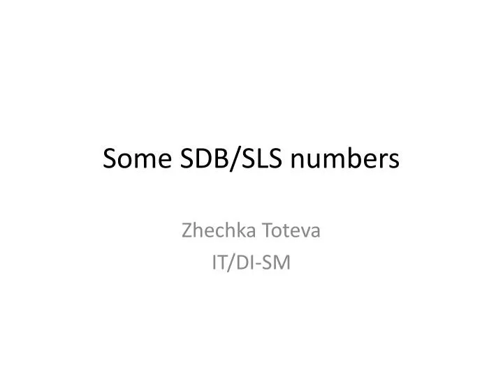 some sdb sls numbers