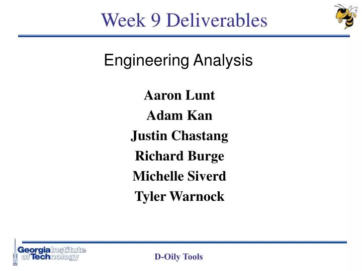 week 9 deliverables