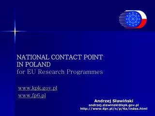 NATIONAL CONTACT POINT IN POLAND for EU Research Programmes