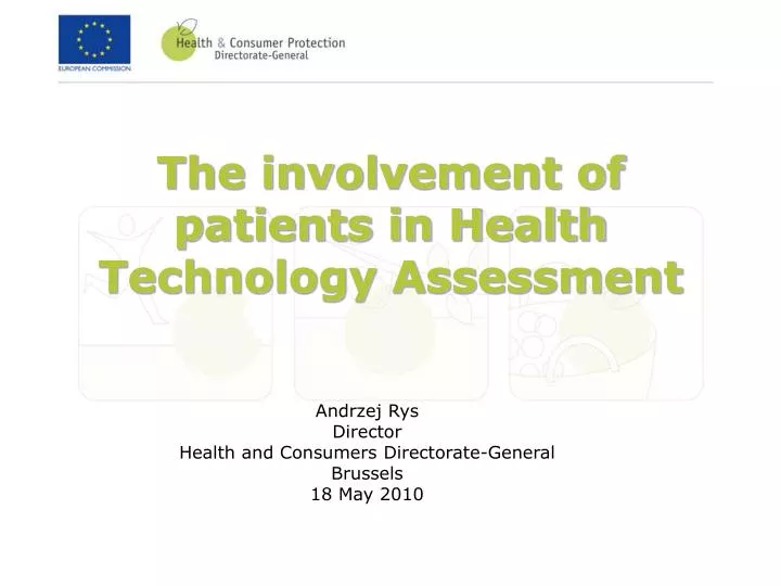 the involvement of patients in health technology assessment